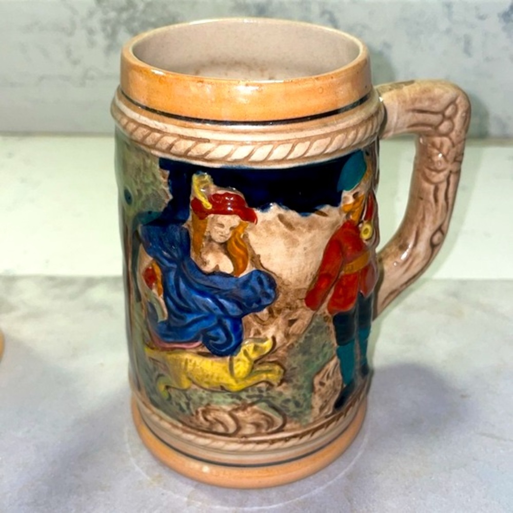 Vintage Lot of 3 Beer Steins Made in Occupied Japan Tavern Dog Mountain Scenes - Picture 3 of 16